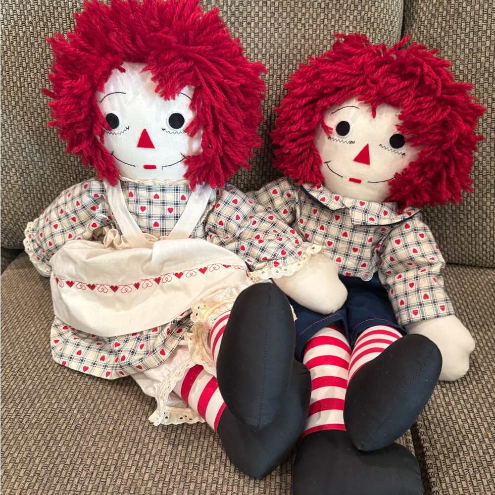 Hand Made | VINTAGE | Classic Rag Doll Set with Red Hair